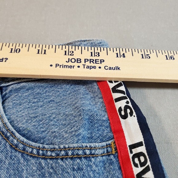 Levis 501 Sport Tape Hi-Rise Cutoff Button Fly Denim Blue Jean Shorts Womens W26 - Picture 9 of 13